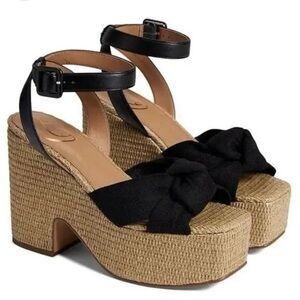 Sam Edelman Black and Tan Platform Sandals